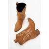 Carla Kadın Taba Süet Nakışlı Dallas Western Kovboy Bot