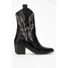 Carla Kadın Siyah Cilt Nakışlı Dallas Western Kovboy Bot