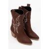 Carla Kadın Acı Kahve Süet Nakışlı Dallas Western Kovboy Bot