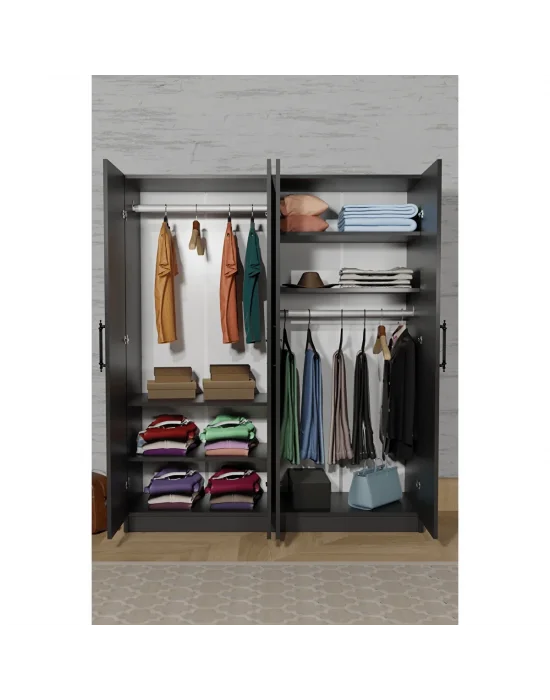 Antrasit 4 kapaklı 2 askılıklı %100MDF