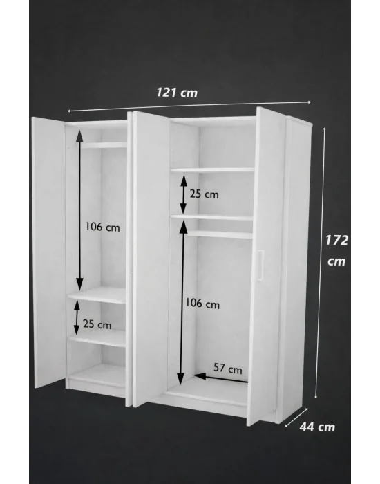 Antrasit 4 kapaklı 2 askılıklı %100MDF