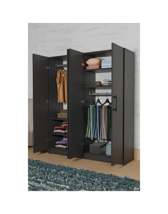 Antrasit 4 kapaklı 2 askılıklı %100MDF