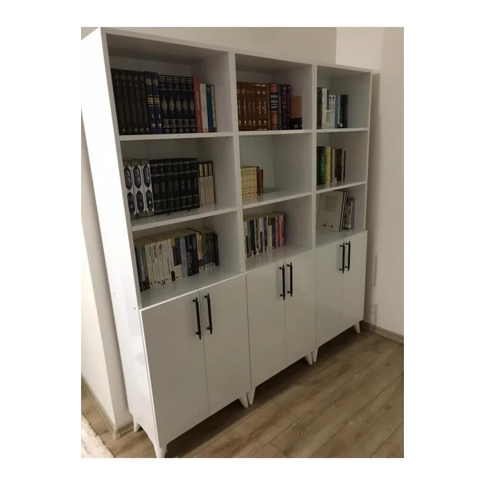 % 100 Mdflam kapaklı Geniş Beyaz kitaplık