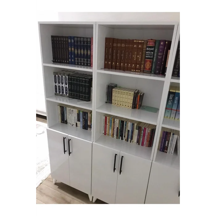 % 100 Mdflam kapaklı Geniş Beyaz kitaplık