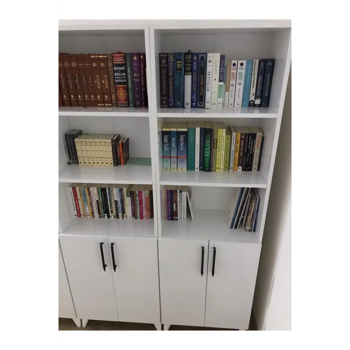 % 100 Mdflam kapaklı Geniş Beyaz kitaplık
