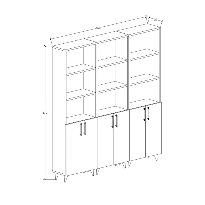 % 100 Mdflam kapaklı Geniş Beyaz kitaplık