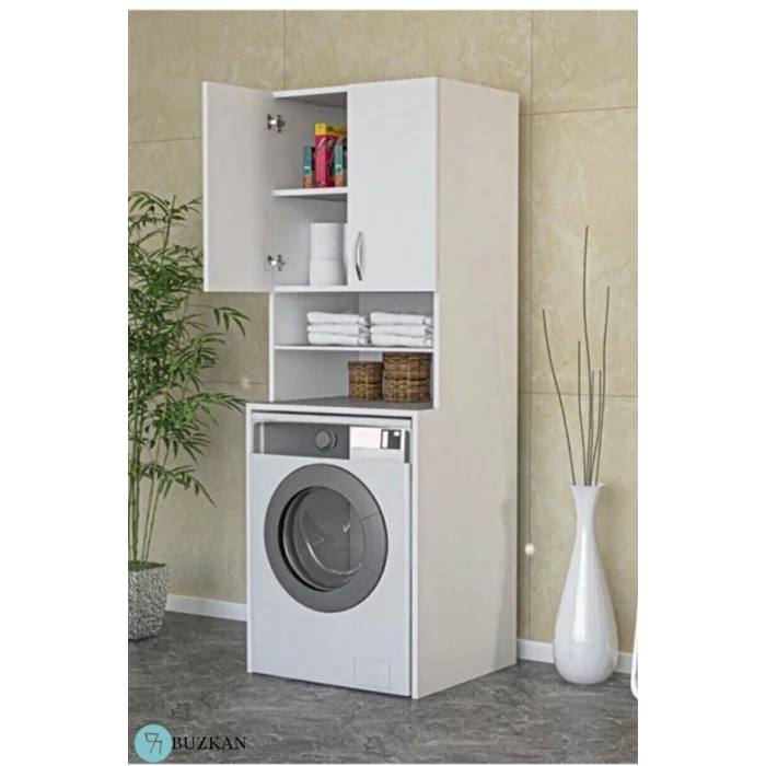 %100 Mdf Çamaşır Makinesi Dolabı Banyo Dolabı Raflı Kapaklı Dolap