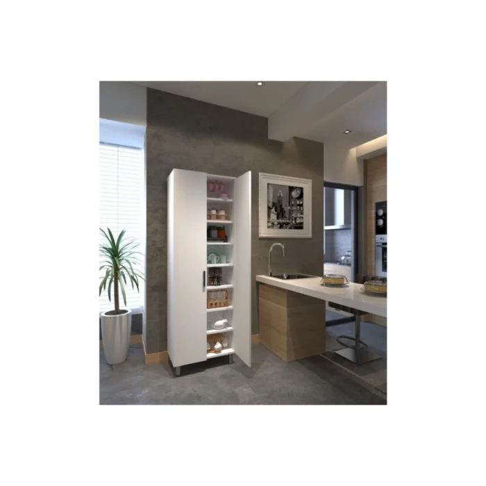 % 100 Mdf 8 Raflı Çok Amaçlı Mutfak Banyo Ayakkabılık Dolabı - 60 Cm