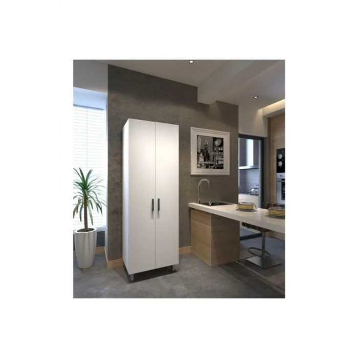 % 100 Mdf 8 Raflı Çok Amaçlı Mutfak Banyo Ayakkabılık Dolabı - 60 Cm