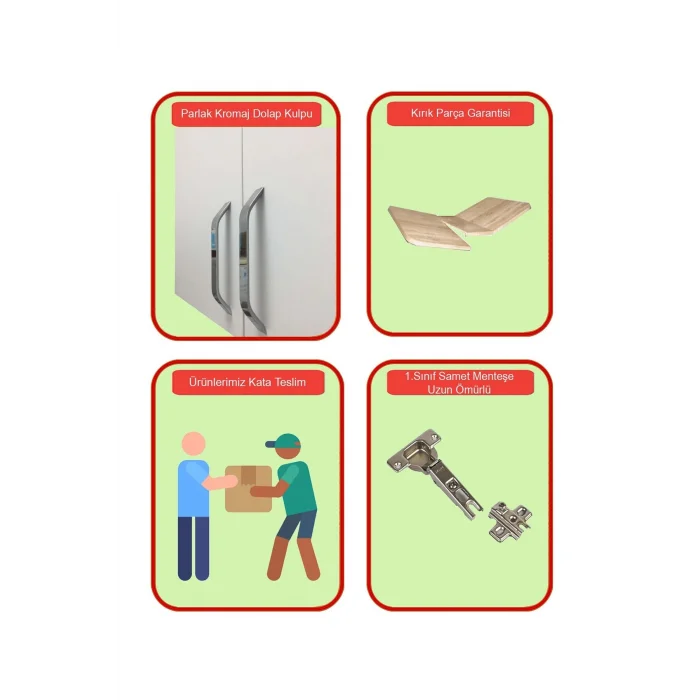 Plus 812480 Stella 6 Kapaklı Yüklük Yorgan Yatak Dolabı Gardırop - Parlak Beyaz