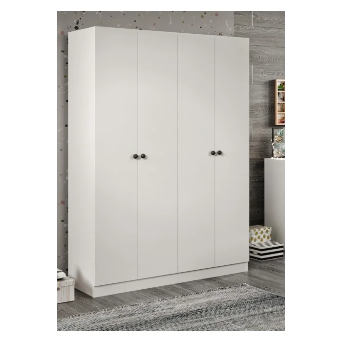 Akasya 4 Kapılı 9 Bölmeli Beyaz Dolap