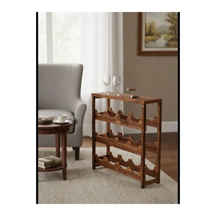 Masif Ceviz Ağaç 3 Katlı Boyalı Şaraplık, Şık ve Dayanıklı Tasarım