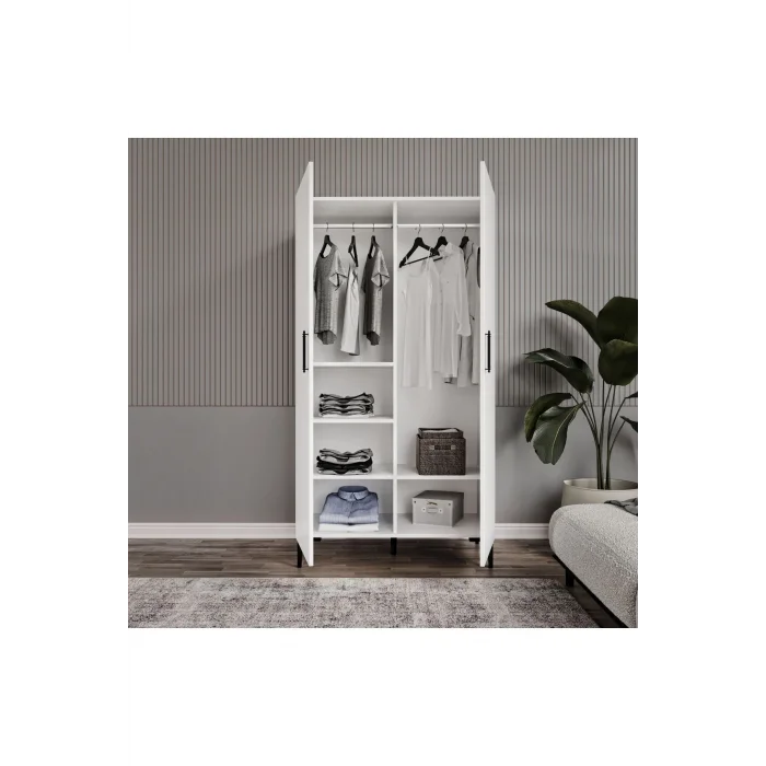 Şipal 2 Kapaklı 6 Bölmeli Ayaklı Elbise Dolabı