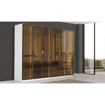 6 Kapaklı Ledli Reflekte Camlı Gardrop