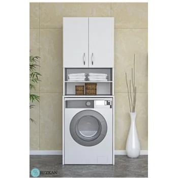 %100 Mdf Çamaşır Makinesi Dolabı Banyo Dolabı Raflı Kapaklı Dolap
