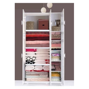 Plus 812480 Stella 6 Kapaklı Yüklük Yorgan Yatak Dolabı Gardırop - Parlak Beyaz