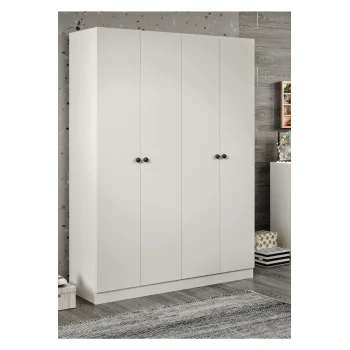 Akasya 4 Kapılı 9 Bölmeli Beyaz Dolap