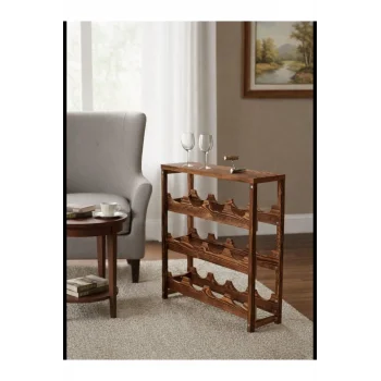 Masif Ceviz Ağaç 3 Katlı Boyalı Şaraplık, Şık ve Dayanıklı Tasarım