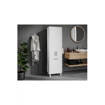 Sezar 3 Kapaklı 3 Bölmeli Kirli Sepetli Banyo Dolabı