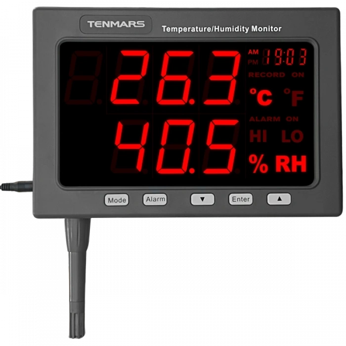 Tenmars TM-185D Işıklı Göstergeli Sıcaklık Nem Ölçer | Kayıt Yapabilir