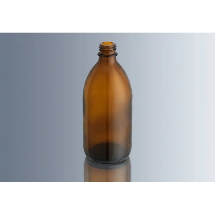 Şişe, Cam, Dar Boyunlu, Kapaklı, Amber, 1000 ml