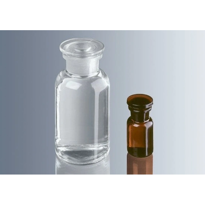 Çözelti Şişesi, Cam, Şilif Cam Kapaklı, Dar Boyunlu, Amber, Yuvarlak, 50 ml