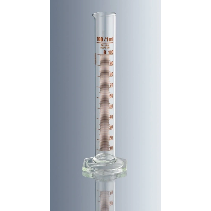 Mezür, Cam, B Sınıfı, Uzun Form, Amber Renk Taksimatlı, 25 ml