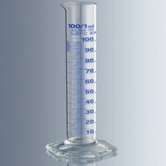 Mezür, Cam, A Sınıfı, Uzun Form, Mavi Renk Taksimatlı, 2000 ml