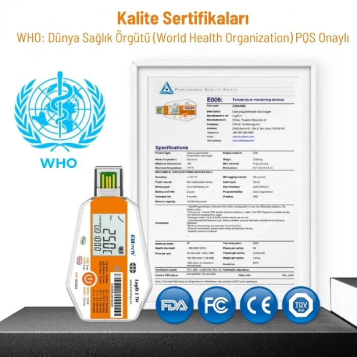 Elitech LogEt 1 TH Tek Kullanımlık Sıcaklık Nem Kayıt Cihazı Datalogger