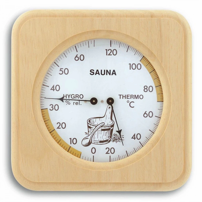 Ahşap çerçeveli analog sauna termo-higrometre