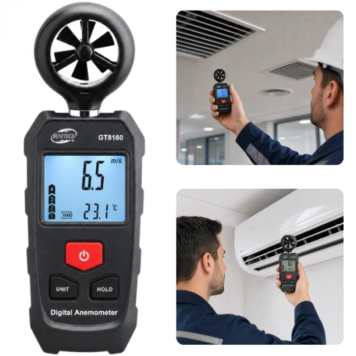 Benetech GT8160 Mini Anemometre Rüzgar Hızı ve Sıcaklık Ölçer