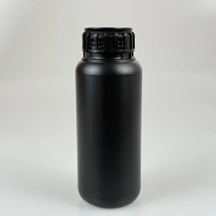 BIODAKS Plastik Yuvarlak Şişe 250 ml Siyah - Kapaklı 10 Adet