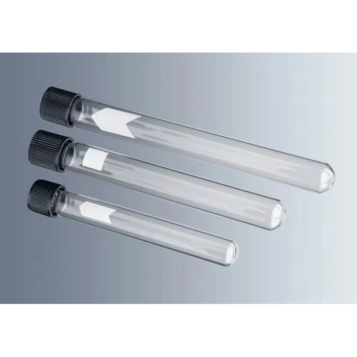 Cam Kültür Tüpü, Siyah Vida Kapaklı, 150x16 mm, 20 ml