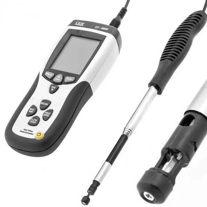CEM DT-8880 Teleskobik Problu Kızgın Tel Hava Hızı, Debisi ve Sıcaklık Ölçer