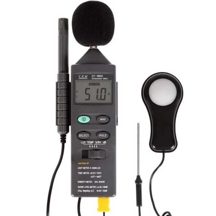 Cem DT8820 Dördü Birarada Isı, Ses, Nem ve Işık Ölçer