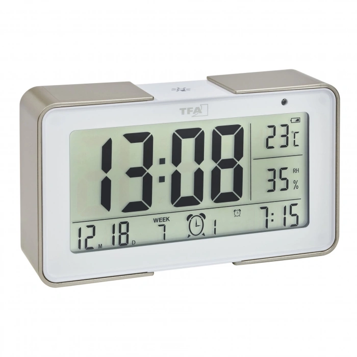 Çeşitli alarm seslerine sahip dijital radyo kontrollü çalar saat MELODY