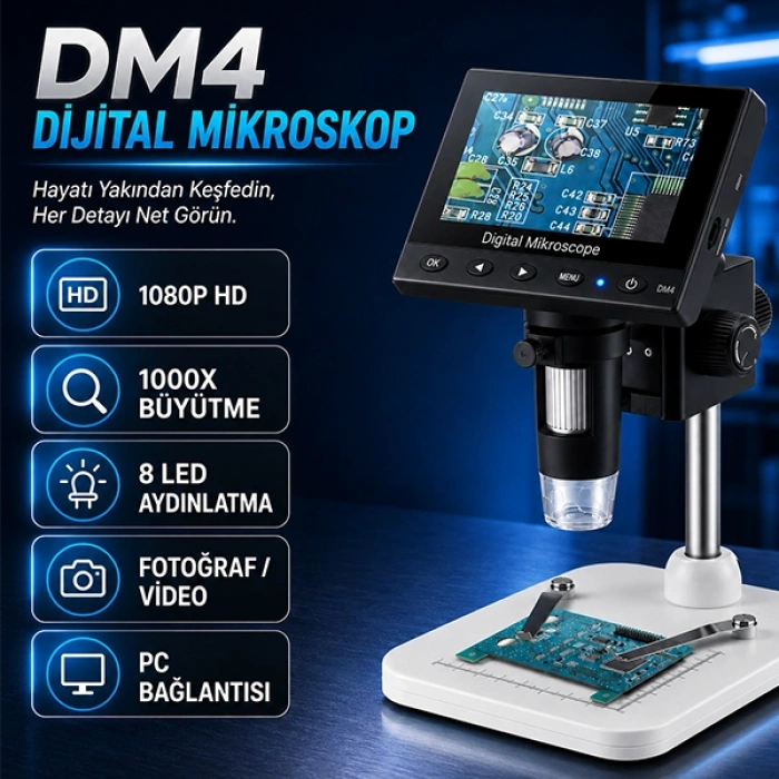 DM4 1000X Dijital Mikroskop | 4.3 Ekran