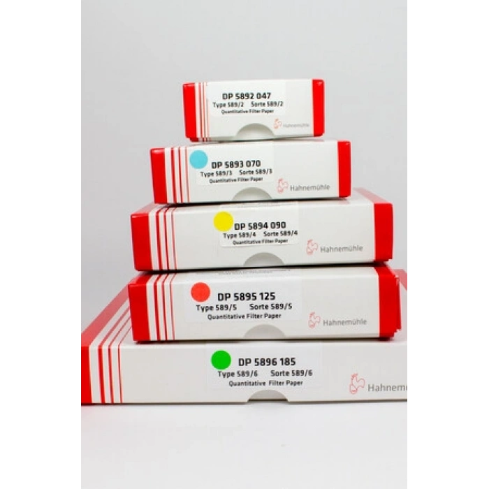 Hahnemühle Kantitatif Filtre Kağıdı Grade 589/2 Külsüz Beyaz Bant Düz Daire 125 mm Çap 100 Adet/Paket