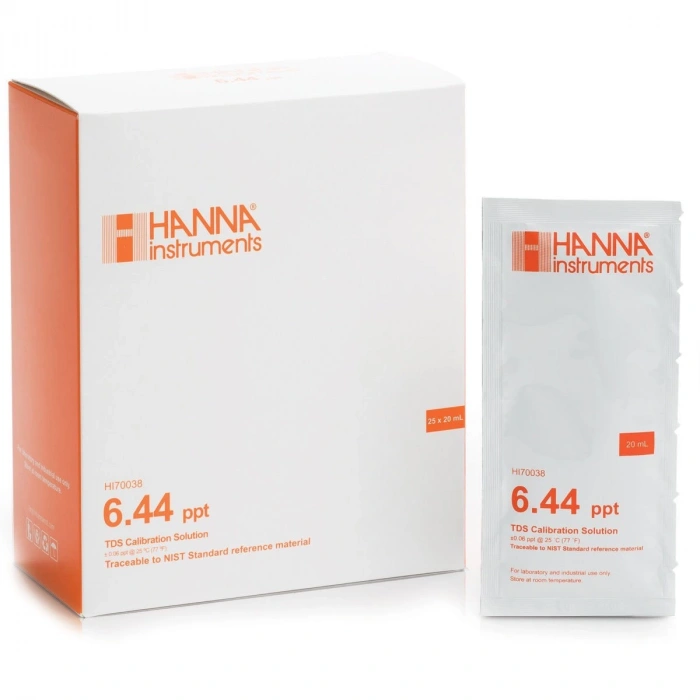 HI70038P 6.44 g/L (ppt) @ 25°C TDS Calibration Standard Sachets , (25 x 20mL)