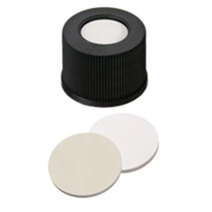 Kapak 10mm, Vidalı Pp, Siyah, Orta Delikli, 10-425 Thread, Silikon Beyaz/Ptfe Bej, Shore A, 1.5mm 100 Adet