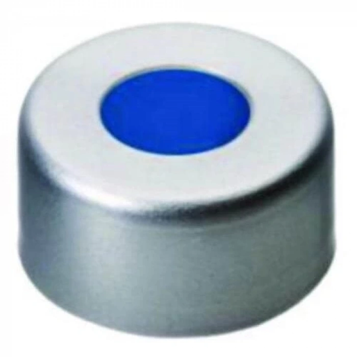 Kapak 11mm Alüminyum, Şeffaf Lake, Orta Delikli, Silikon, Şeffaf Mavi/Ptfe Beyaz, 45° Shore A, 1.3mm 100 Adet