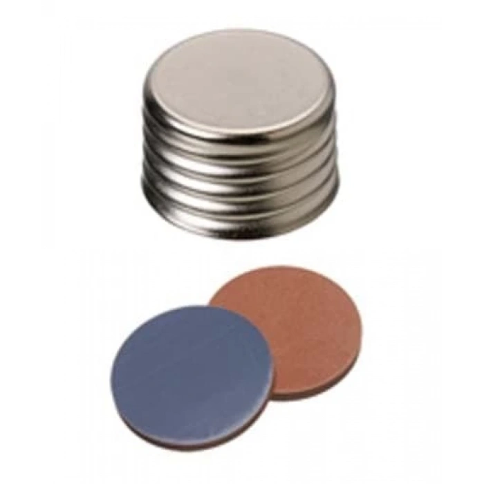 Kapak 18mm,Manyetikik, Vidalı, Üst Kapalı, Butyl Kırmızı/Ptfe Gri 55° Shore A, 1.6mm 100 Adet