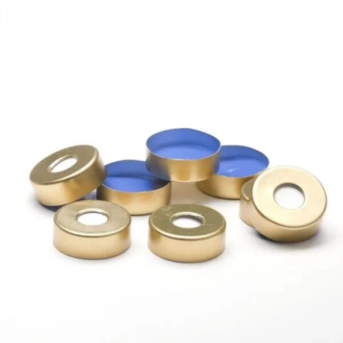 Kapak 20mm, Ultra Hijyen, Manyetikik, Altın Rengi Lake, 8mm Orta Delikli, Silikon Beyaz, Mavi/Ptfe Mavi, 45° Shore A, 1,5mm 100 Adet