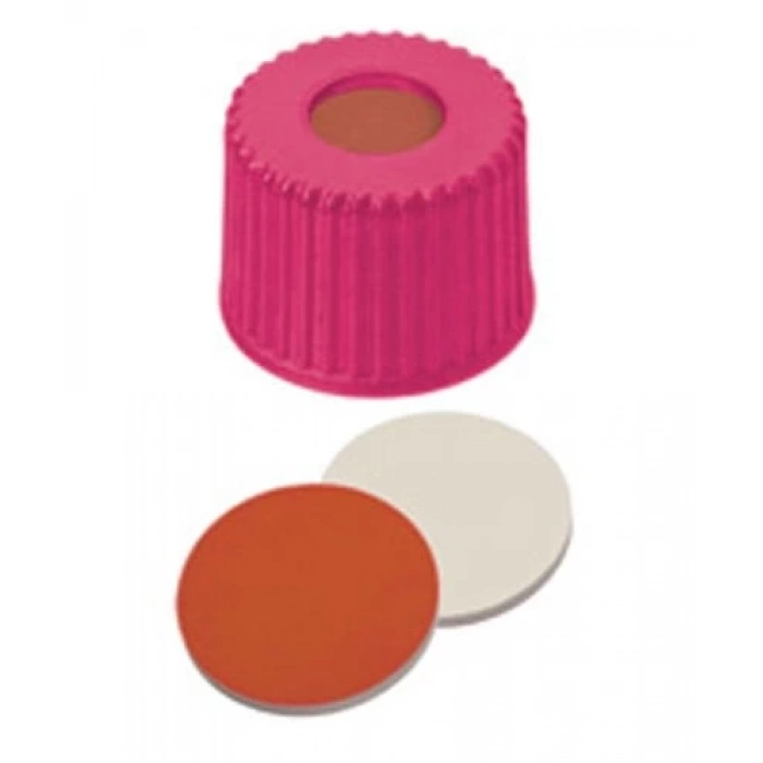 Kapak 8mm, Vidalı, Pembe - Orta Delikli, Kırmızı Kauçuk/Ptfe Beji, 45° Shore A, 1,0mm 100 Adet