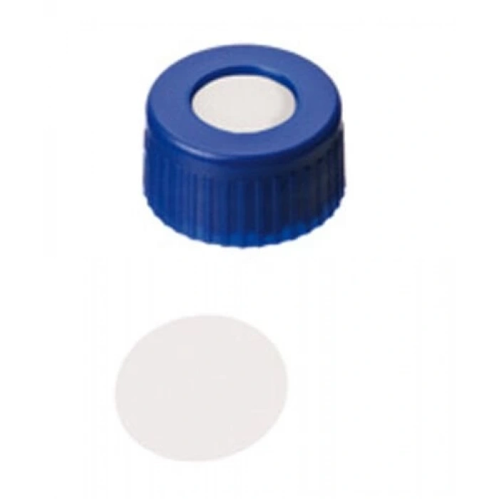 Kapak 9mm, Pp, Mavi, Orta Delikli, Silikon Beyaz, Ptfe Virginal, 53° Shore D, 0.2mm 100 Adet