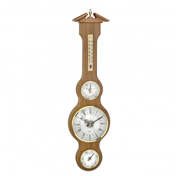 Masif ahşaptan yapılmış analog hava istasyonu