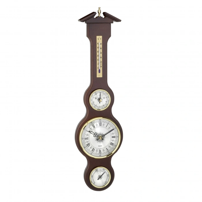 Masif ahşaptan yapılmış analog hava istasyonu