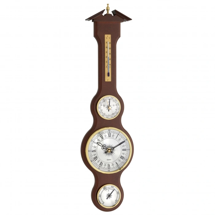 Masif ahşaptan yapılmış analog hava istasyonu