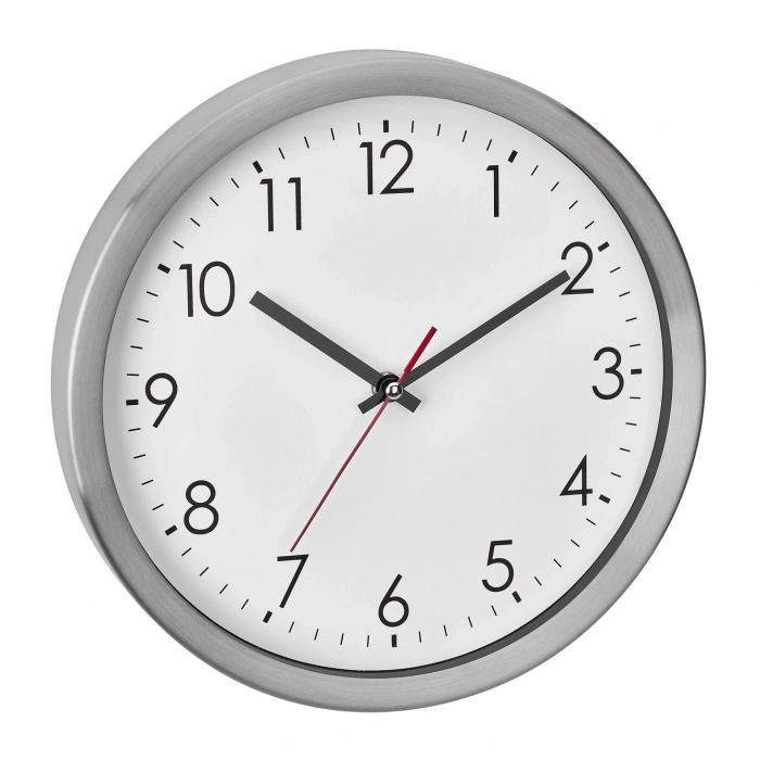 Paslanmaz çelik çerçeveli analog duvar saati