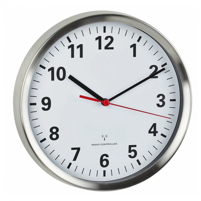 Paslanmaz çelik çerçeveli analog radyo kontrollü saat